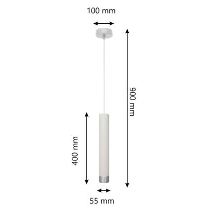 LED lysekrone på kabel TUBA 1xGU10/4,8W/230V hvid/skinnende krom