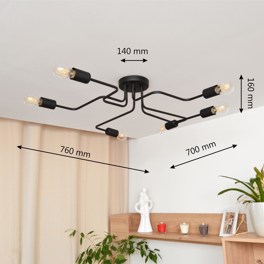 LED loftlampe TUBE 6xE27/15W/230V