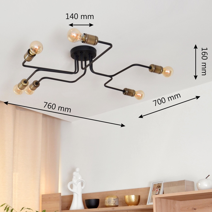 LED loftlampe TUBE 6xE27/15W/230V