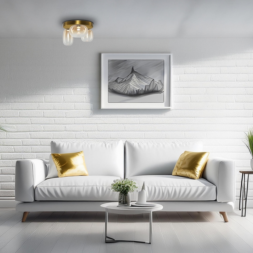 LED loftlampe VASO LED/12W/230V diameter 42 cm guldfarvet/røget