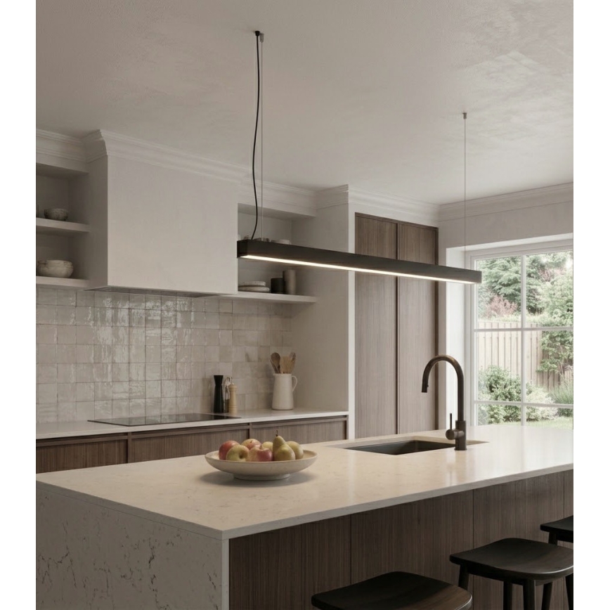 LED loftmonteret/pendel med kabel LED/44W/230V 4000K 120 cm sort