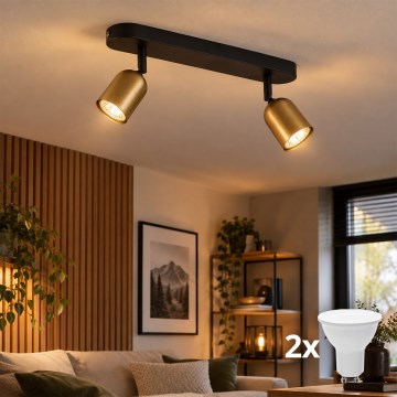 LED-loftspot TOP 2xGU10/10W/230V guld/sort