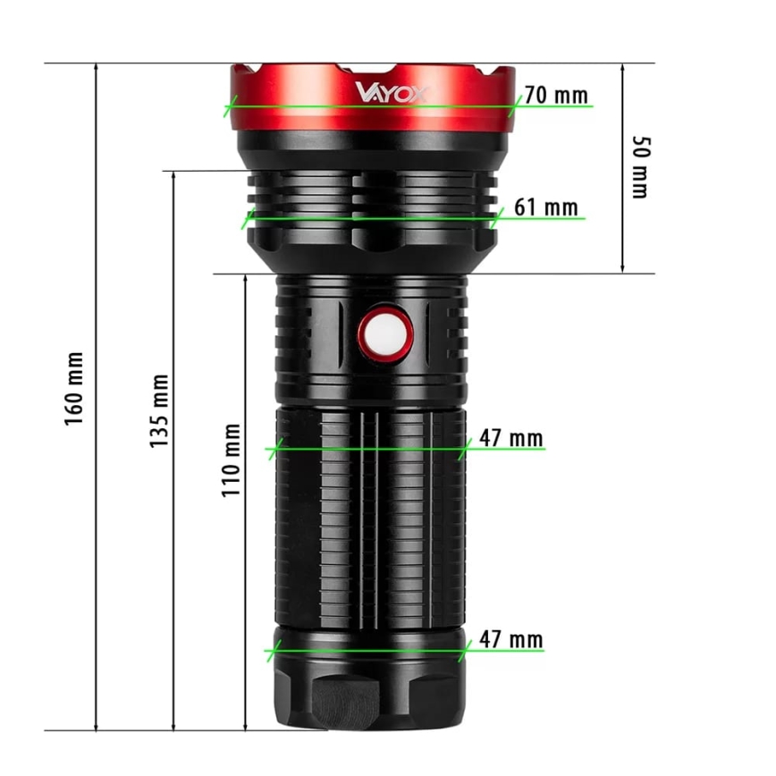 LED lommelygte dæmpbar og genopladelig LED/20W/5V IPX5 2000 skinnende 6000 mAh