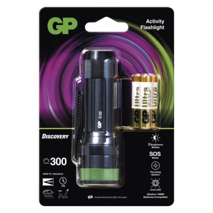 LED lommelygte med krog og magnet GP DISCOVERY C32 LED/3xAAA