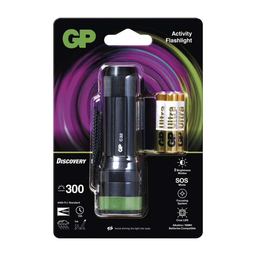 LED lommelygte med krog og magnet GP DISCOVERY C32 LED/3xAAA