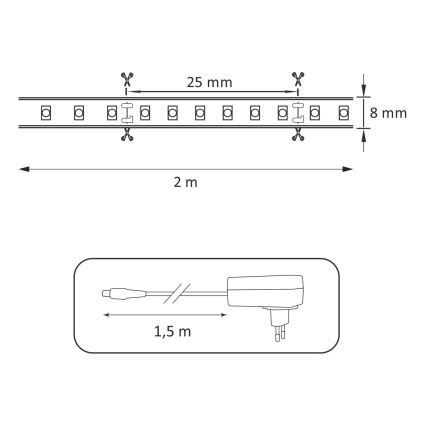 LED lysbånd 2 m LED/18W/12V 4000K