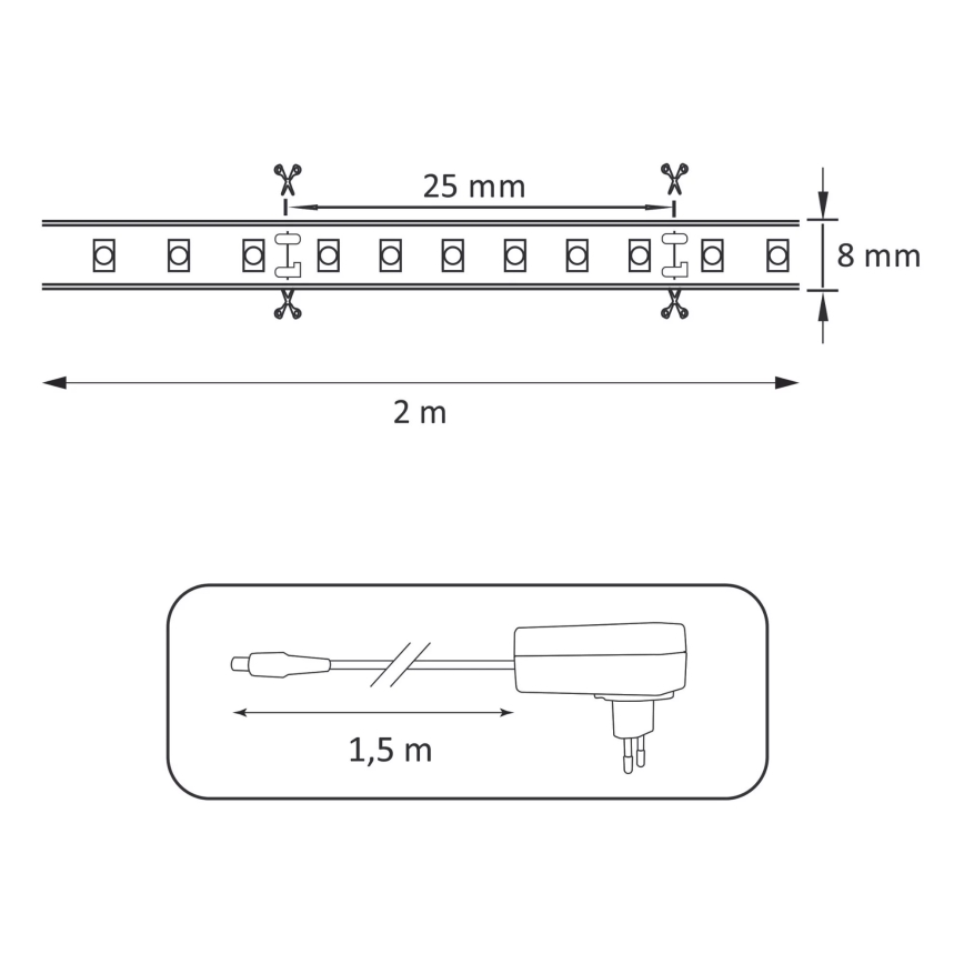 LED lysbånd 2 m LED/18W/12V 4000K