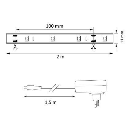 LED lysbånd dæmpbar RGG MAGIC 2 m LED/12W/230V + fjernbetjening