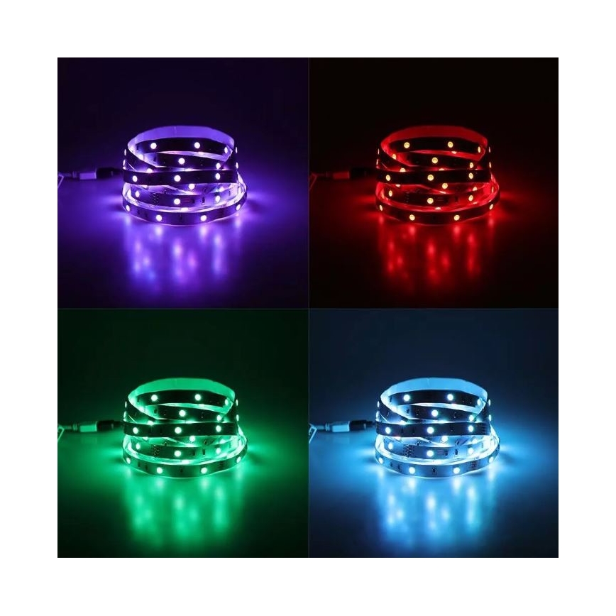 LED lysbånd RGB-farver 2x5 m LED/4,8W/230V + fjernbetjening