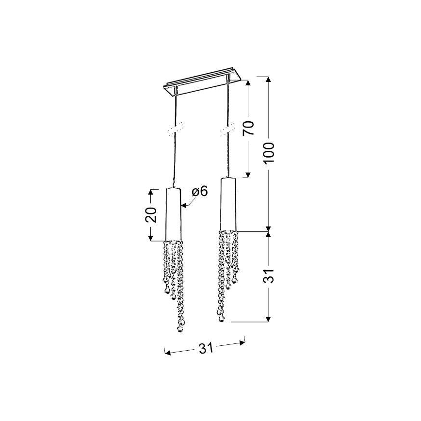 LED lysekrone i en snor DUERO 2xLED/3W/230V