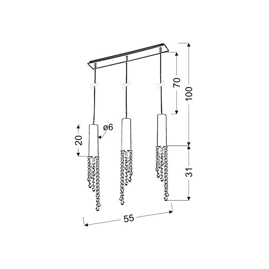 LED lysekrone i en snor DUERO 3xLED/3W/230V