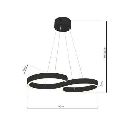 LED lysekrone i en snor INFINITY LED/50W/230V