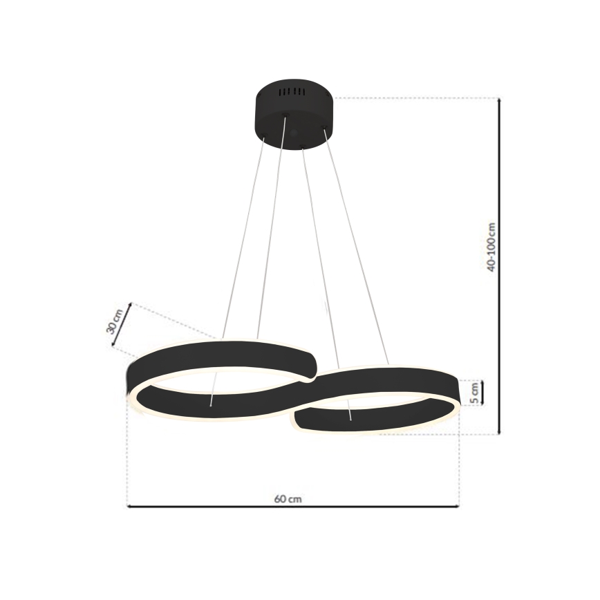 LED lysekrone i en snor INFINITY LED/50W/230V