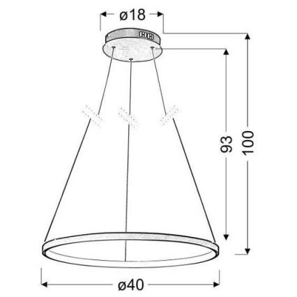 LED lysekrone i en snor LUNE LED/25W/230V