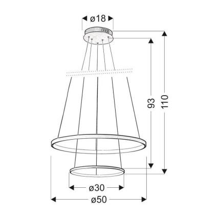 LED lysekrone i en snor LUNE LED/40W/230V