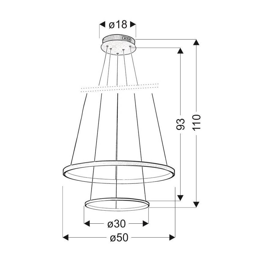 LED lysekrone i en snor LUNE LED/40W/230V