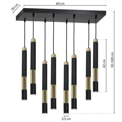 LED lysekrone i snor DALLAS 8xGU10/3W/230V