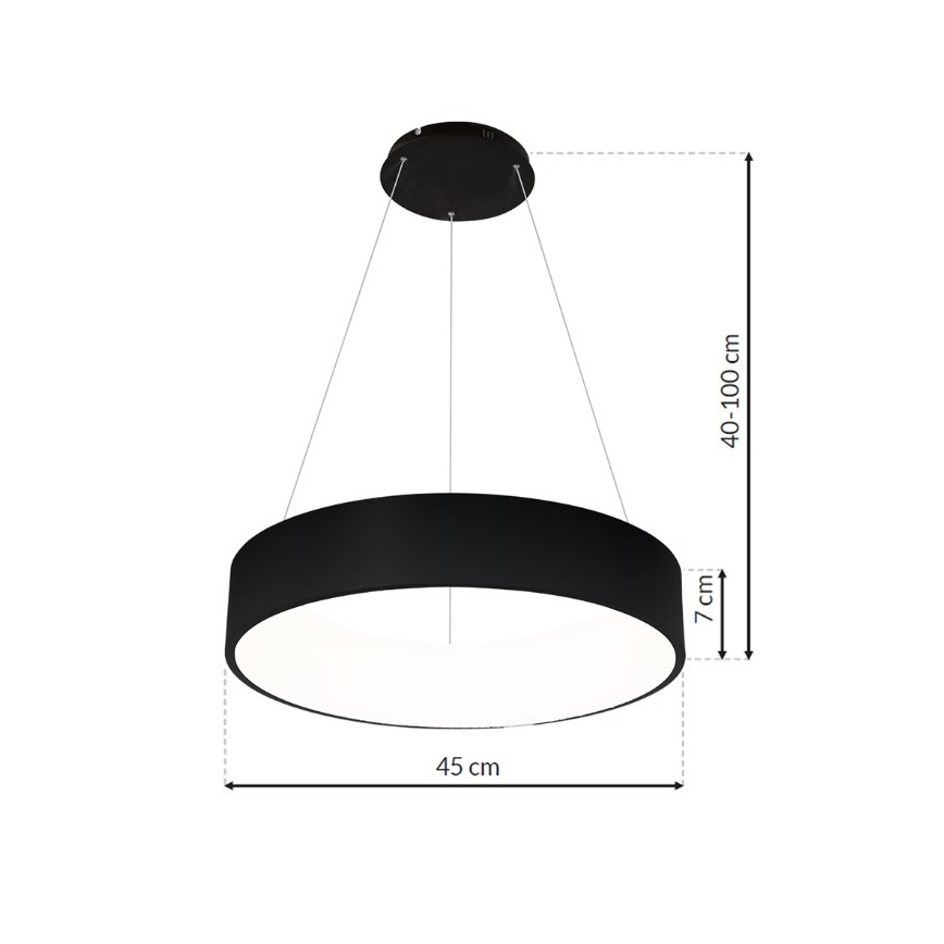 LED Lysekrone i snor OHIO BLACK LED/24W/230V