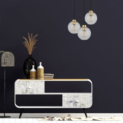 LED-lysekrone med wire DEVON 3xE27/15W/230V sort/klar