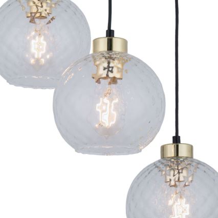 LED-lysekrone med wire DEVON 3xE27/15W/230V sort/klar