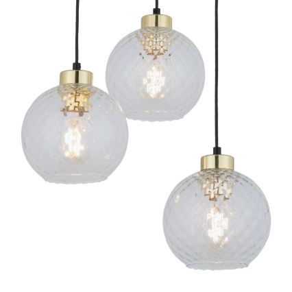 LED-lysekrone med wire DEVON 3xE27/15W/230V sort/klar
