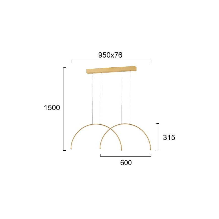 LED-lysekrone med wire MEGAN LED/39W/230V, guld