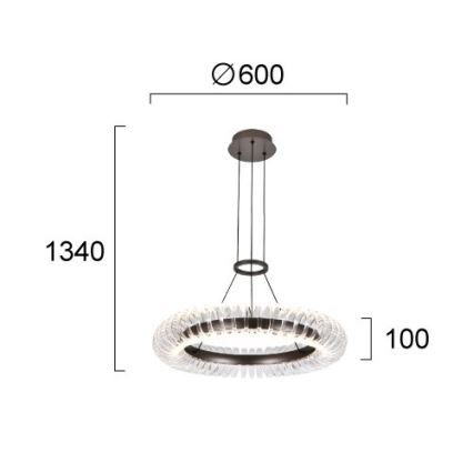 LED-lysekrone med wireophæng ALBA LED/39W/230V grå/klar