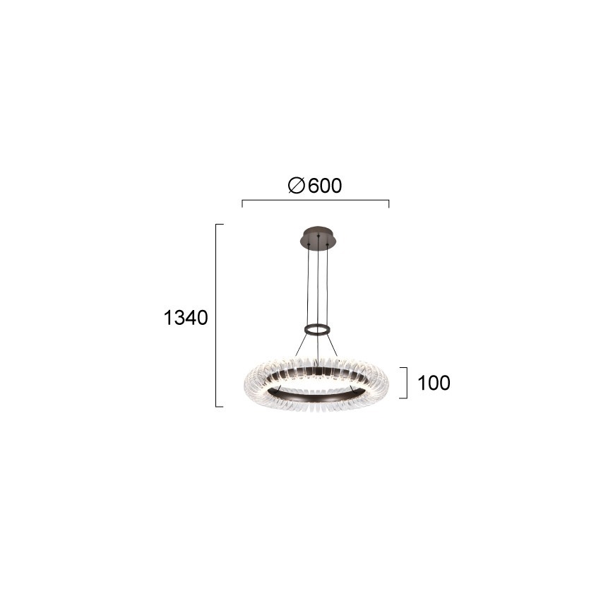LED-lysekrone med wireophæng ALBA LED/39W/230V grå/klar