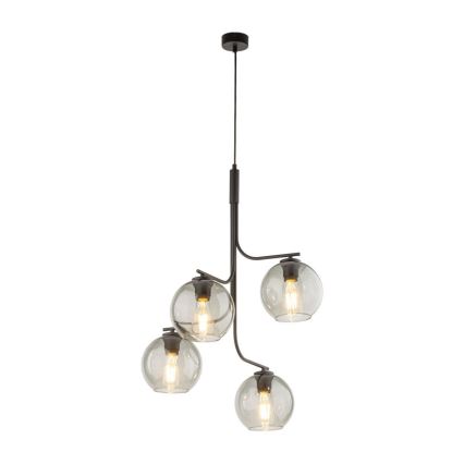 LED-lysekrone med wireophæng CESAR 4xE27/15W/230V sort/røggrå