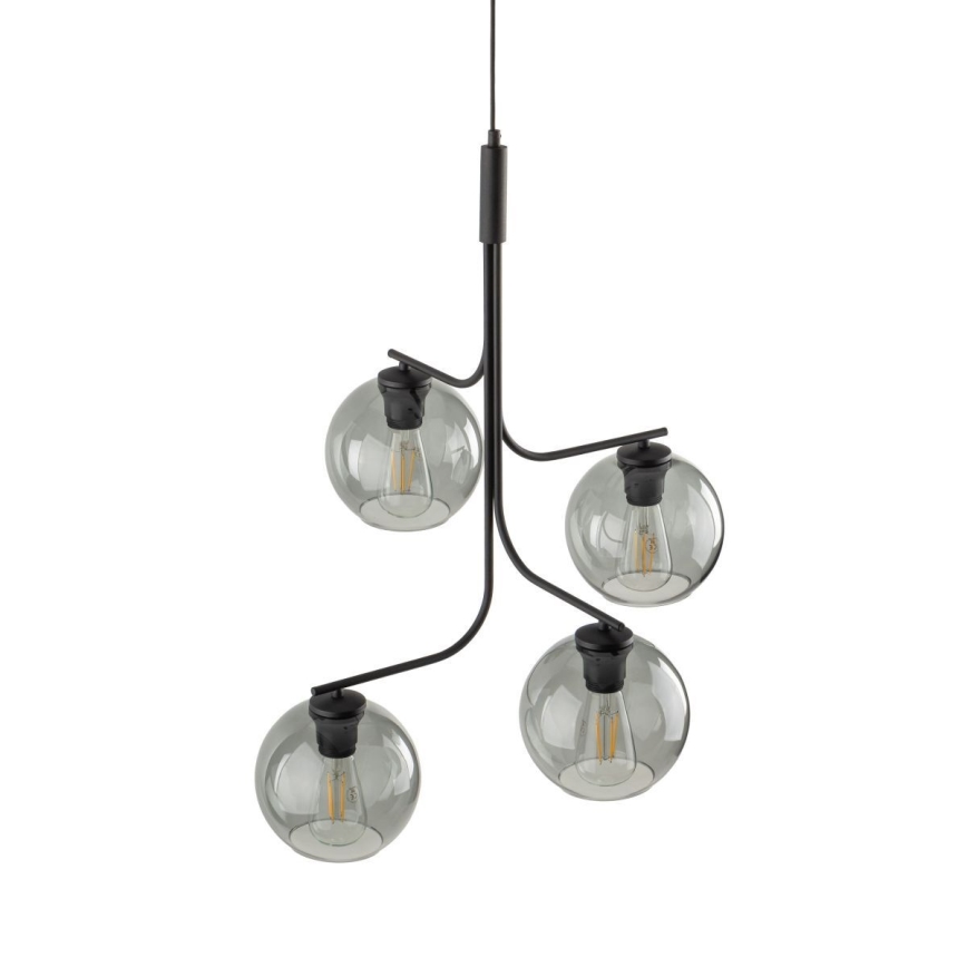 LED-lysekrone med wireophæng CESAR 4xE27/15W/230V sort/røggrå