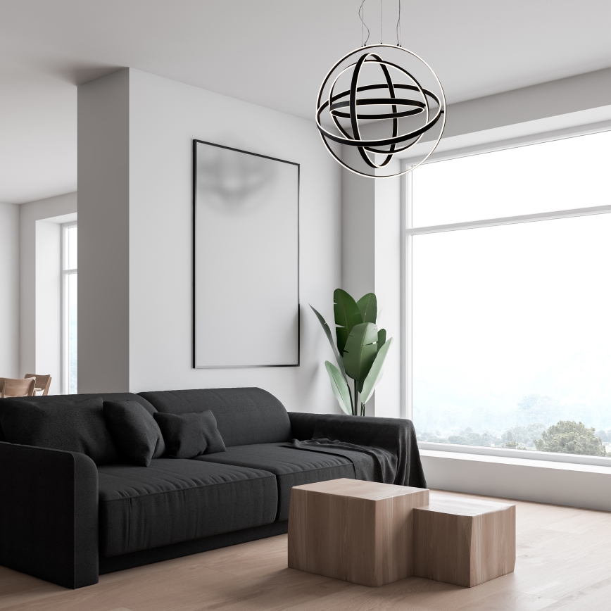 LED-lysekrone med wireophæng COPERNICUS LED/260W/230V sort