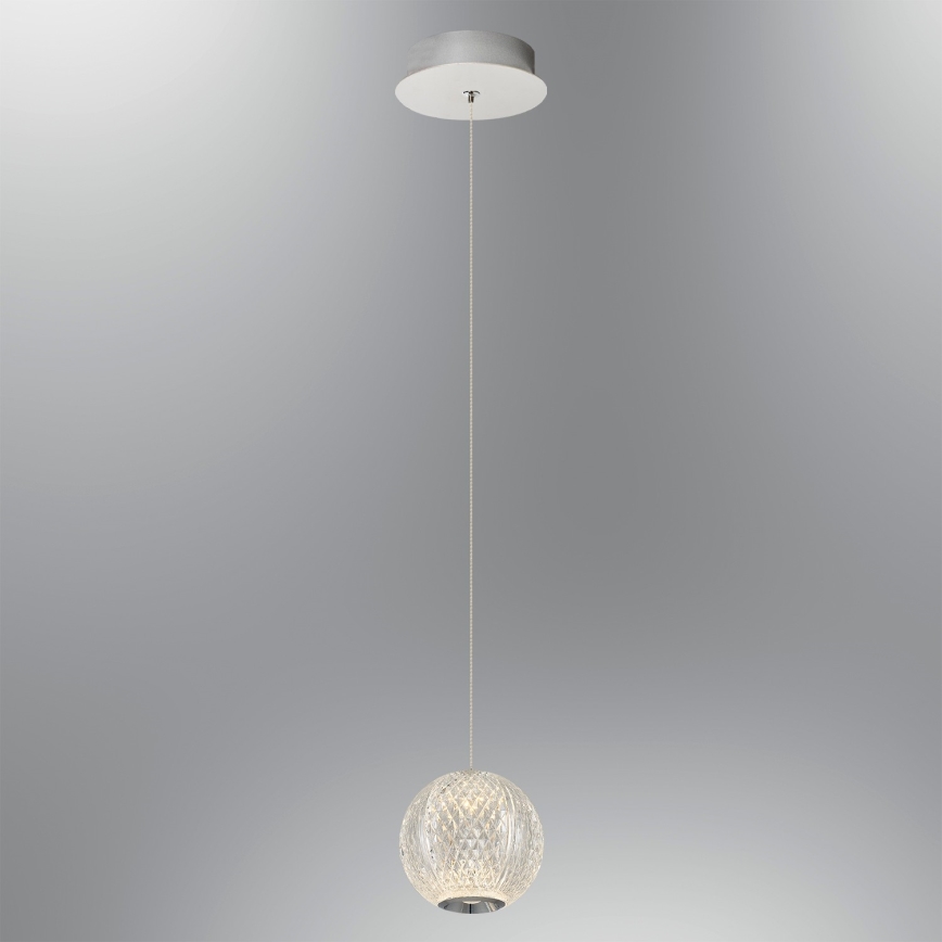 LED-lysekrone med wireophæng CREMONA 1xLED/5W/230V 3000K mat krom