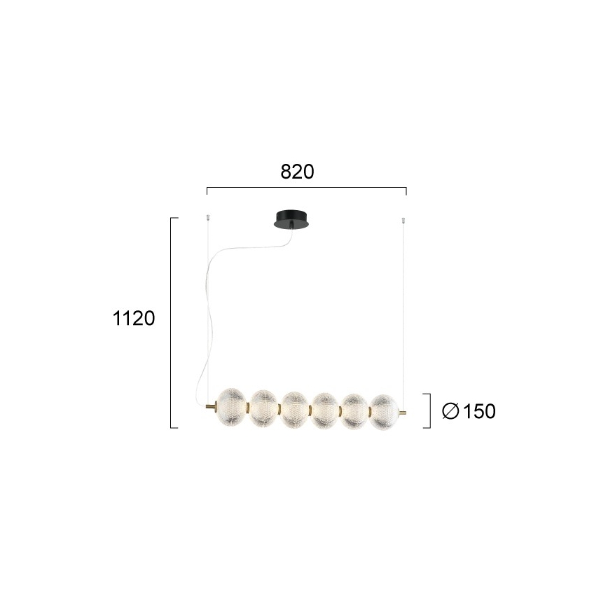 LED-lysekrone med wireophæng PELLUCID LED/23W/230V guld/klar