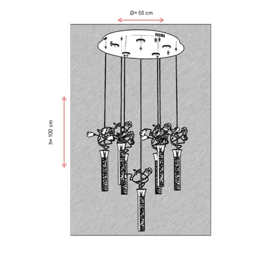 LED-lysekrone med wireophæng PIGEON 7xLED/6W/230V 6500K blank krom