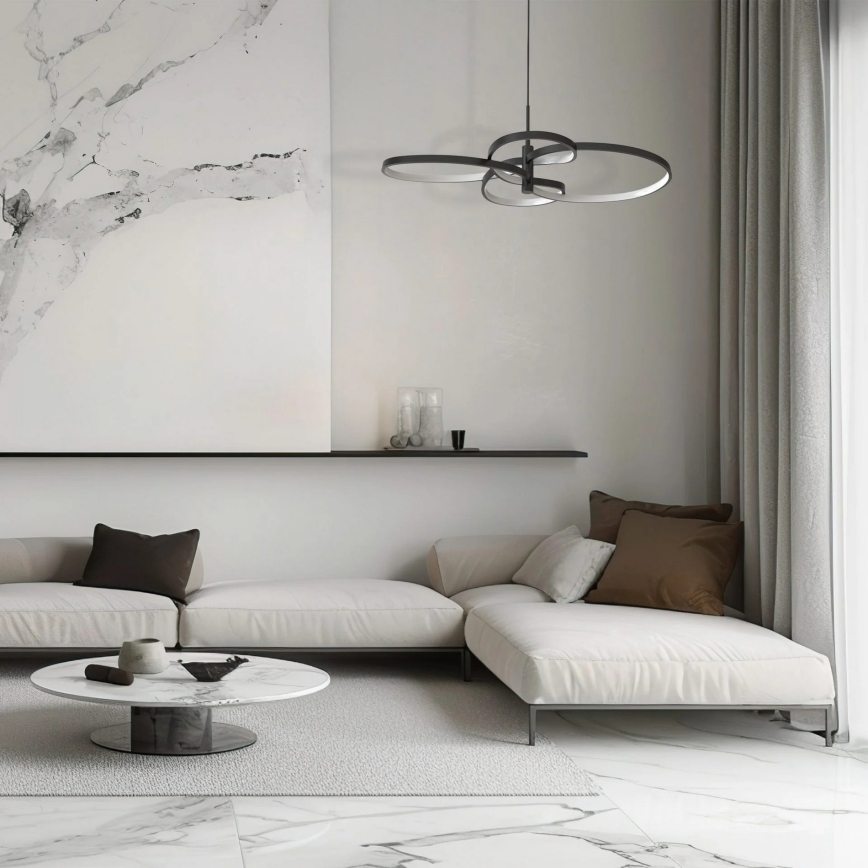 LED-lysekrone med wireophæng RIBBON LED/37W/230V 4000K sort