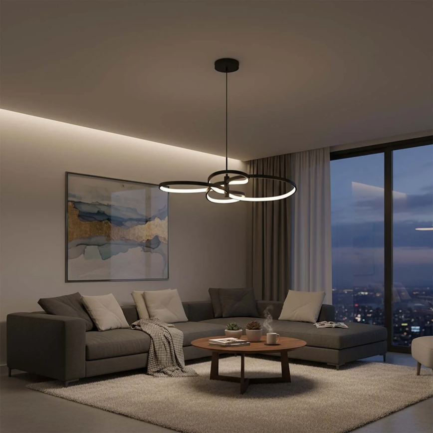 LED-lysekrone med wireophæng RIBBON LED/37W/230V 4000K sort