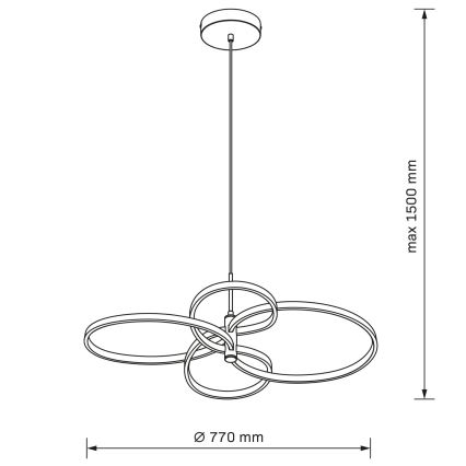 LED-lysekrone med wireophæng RIBBON LED/37W/230V 4000K sort