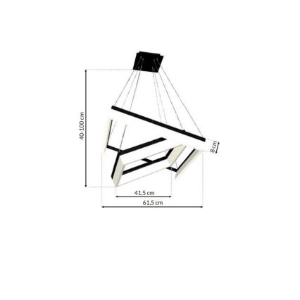 LED lysekrone NERO 2xLED/80W/230V