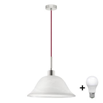 LED lysekrone på kabel 1xE27/60W/230V hvid