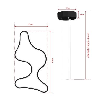 LED-lysekrone på kabel ARTISAN LED/36W/230V 4000K sort