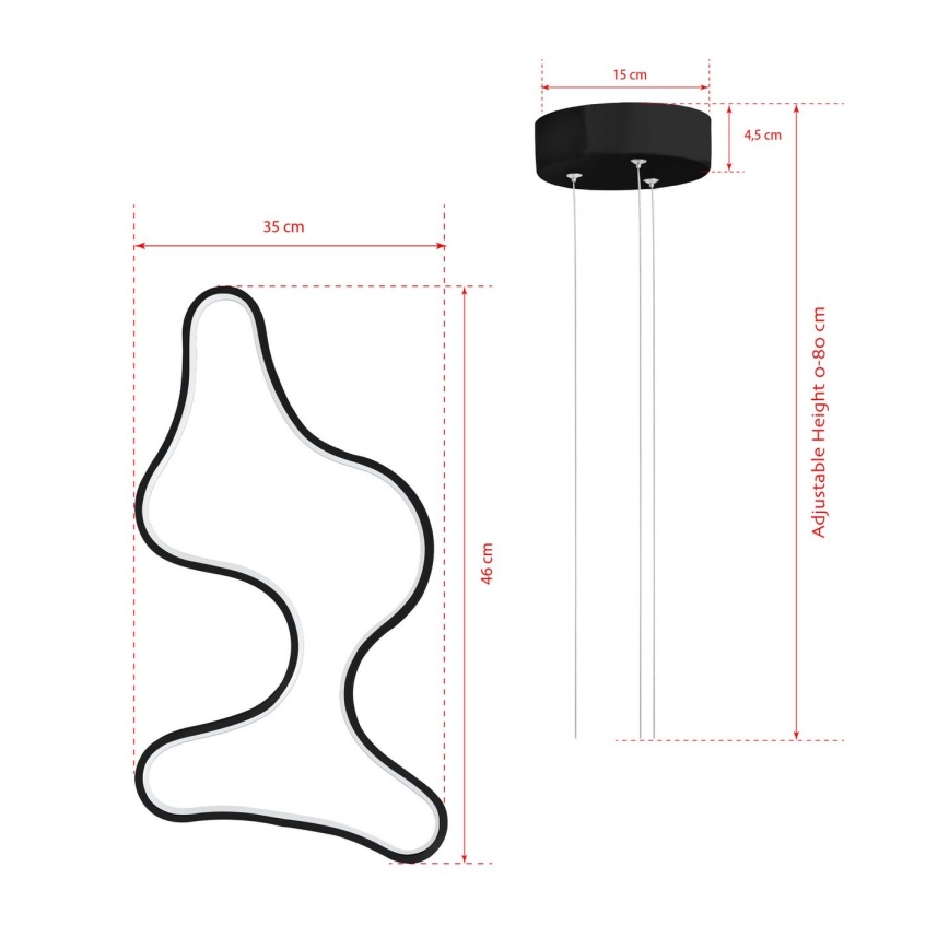 LED-lysekrone på kabel ARTISAN LED/36W/230V 4000K sort
