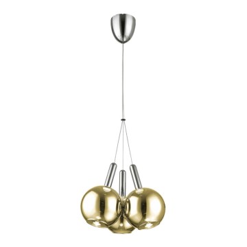 LED lysekrone på kabel BALLS 3xLED/5W230V guld/mat krom