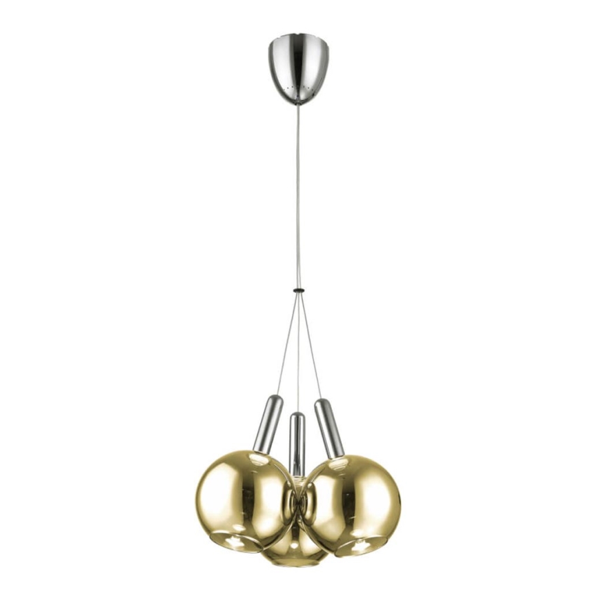 LED lysekrone på kabel BALLS 3xLED/5W230V guld/mat krom