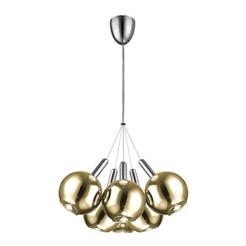 LED lysekrone på kabel BALLS 6xLED/5W230V guld/mat krom