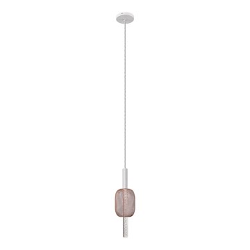 LED lysekrone på kabel HOLD LED/5W/230V rosaguld/hvid