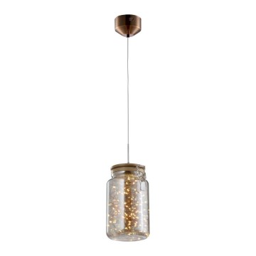 LED lysekrone på kabel JAR LED/5W/230V kobber/træ
