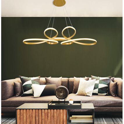 LED-lysekrone på kabel JILL LED/53W/230V guldfarvet