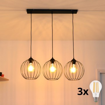 LED lysekrone på kabel MERCURE 3xE27/15W/230V