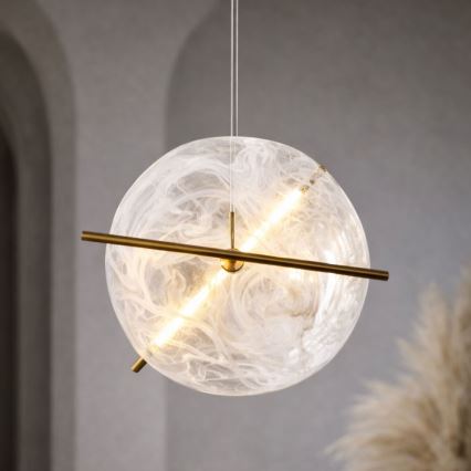 LED-lysekrone på kabel RELAX LED/15W/230V guld/hvid