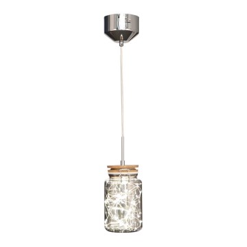 LED lysekrone på kabel SHOCK LED/5W/230V blank krom/træ